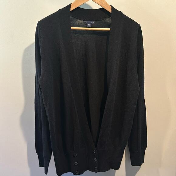 GAP XL Black Ultrasoft Wool Open Front Cardigan Sweater - Picture 1 of 6